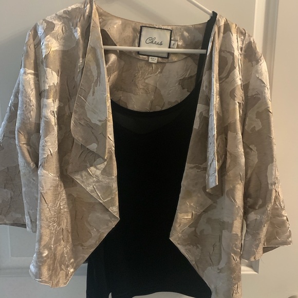 Open Cropped Bolero Taupe/Cream color, size 7, 3/4 sleeve, Preloved in EUC - Picture 4 of 4